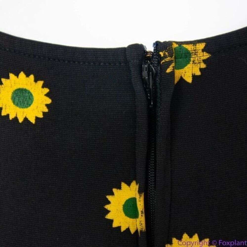 Unique Vintage X GB Gwynnie Bee Sunflower Black Dress, L - Picture 15 of 16